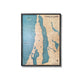 Torch Lake wooden map with light blue water color.