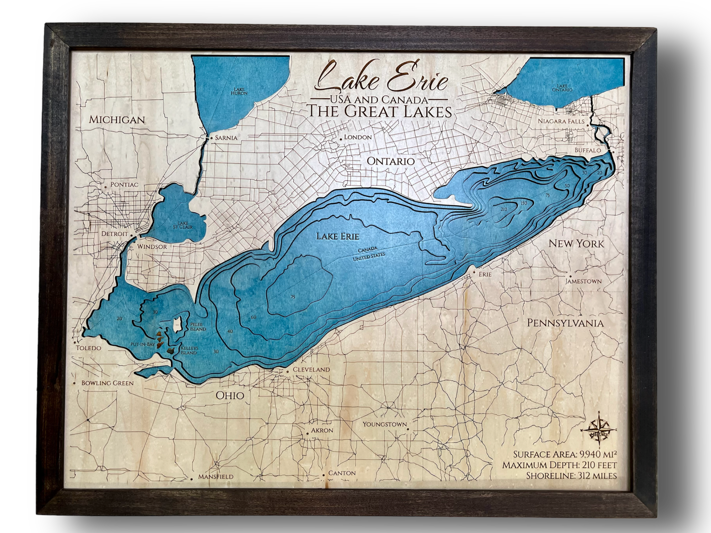 Wooden Lake Erie Map