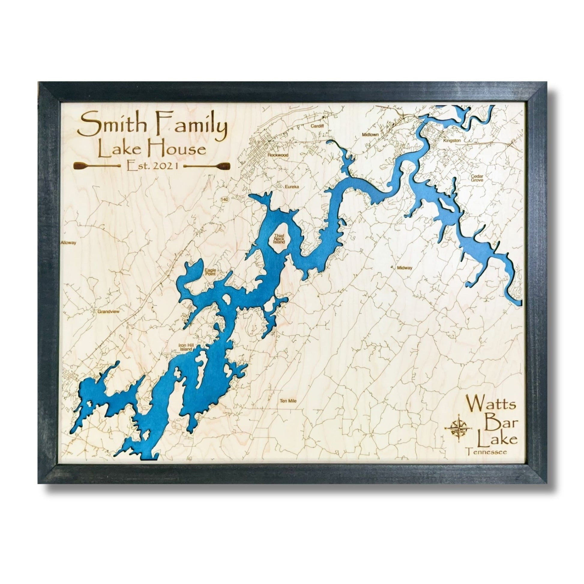 Custom single water layer map of Watts Bar Lake. 