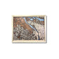 City map of Portland, Oregon, with beige raised roads, light blue water stain, and a natural wood color frame. 