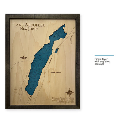 Aeroflex New Jersey wood map — single layer with engraved contours, layer option shown