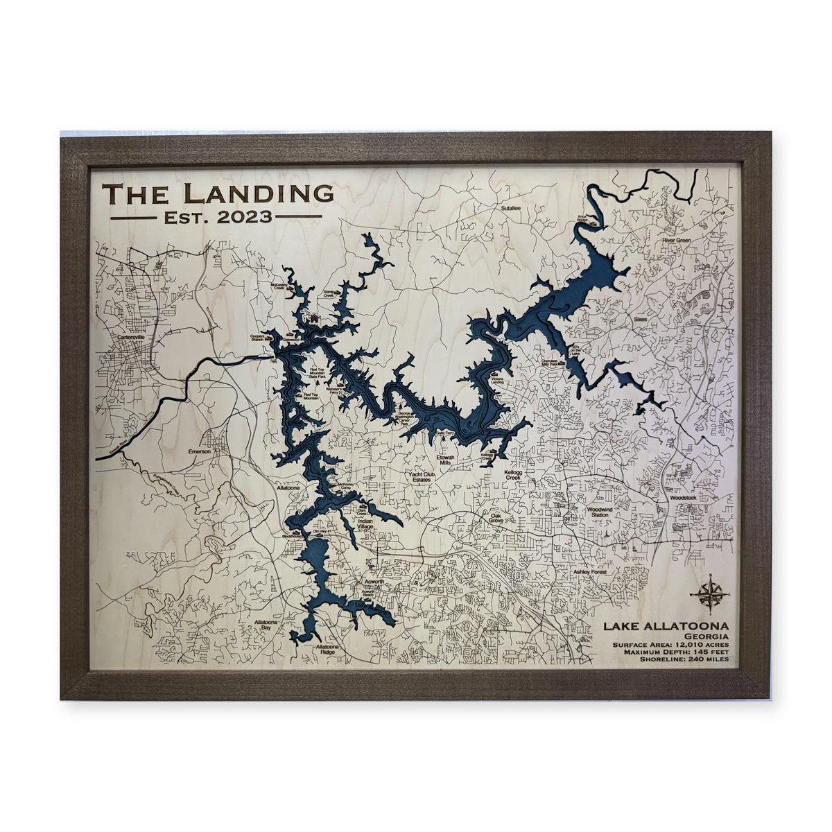 Allatoona Landing wood map — multilayer, white background