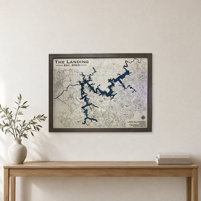Allatoona Landing wood map — multilayer, staged room mockup