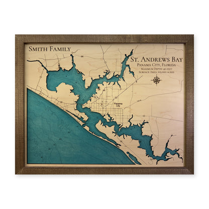 Andrews Smith wood map — single layer with engraved contours, white background