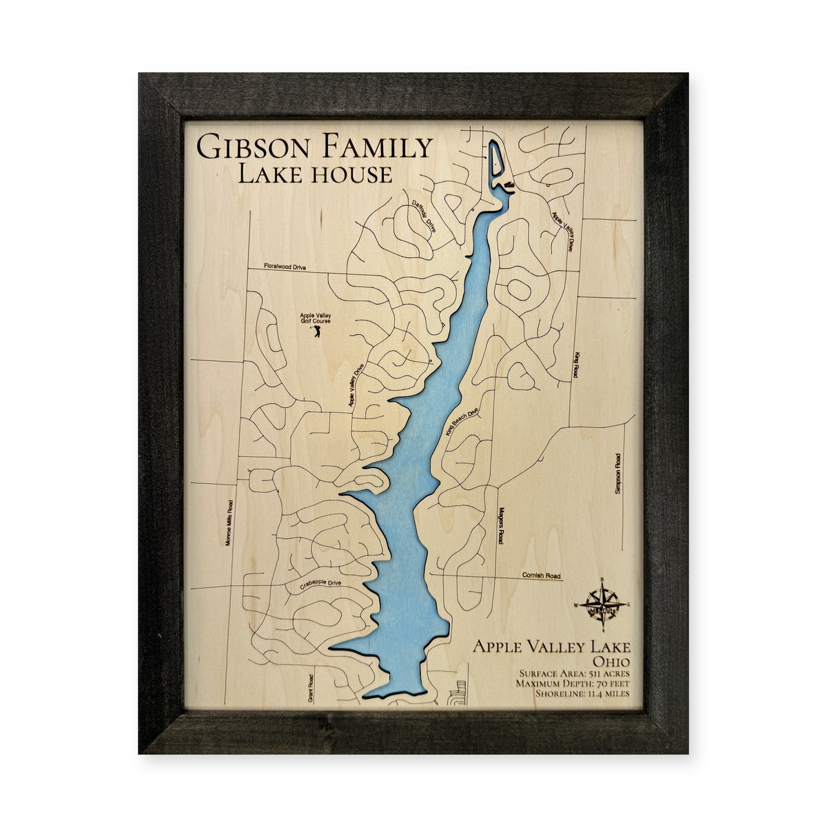 Apple Valley Gibson wood map — single layer, white background