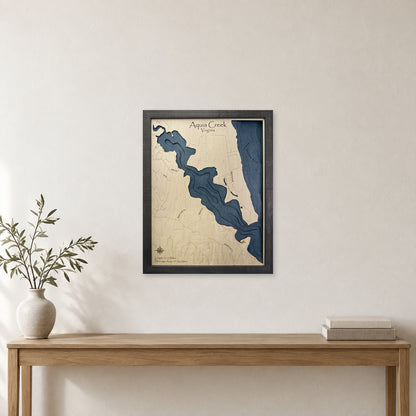 Aquia Creek wood map — multilayer, staged room mockup