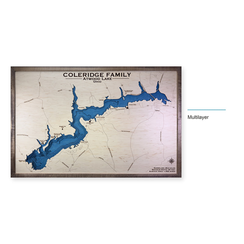 Atwood Lake, Ohio, Wood Map — multilayer example, layer option shown