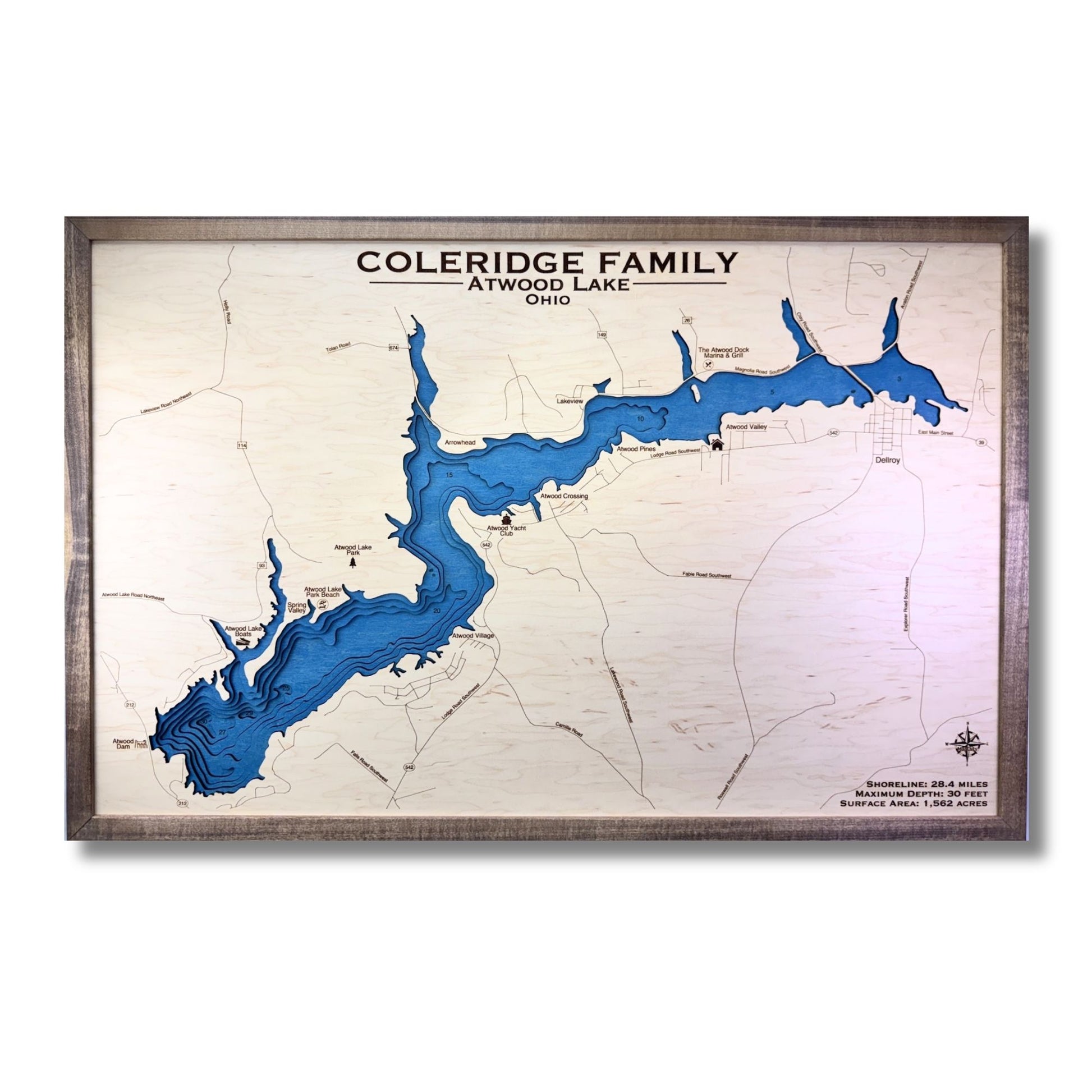 Large multilayer Atwood Lake map with personalization. 