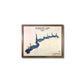 Walnut colored framed map of Atwood Lake, Ohio on a white background.