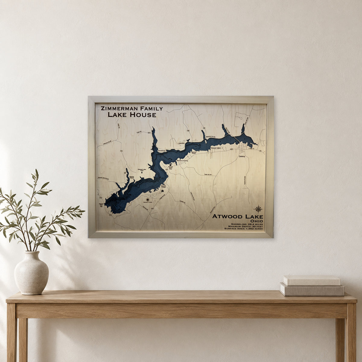 Atwood Zimmerman wood map — multilayer, staged room mockup