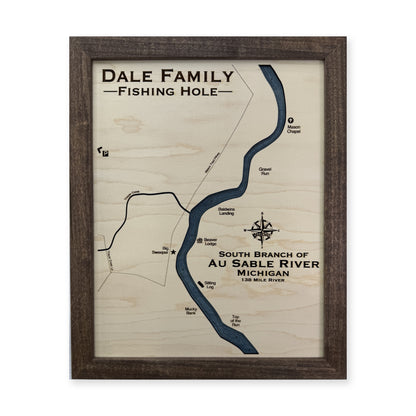 Au Sable Dale wood map — single layer with engraved contours, white background
