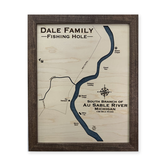 Au Sable Dale wood map — single layer with engraved contours, white background
