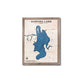 Framed wooden map of Aurora Lake, Ohio on a white background.