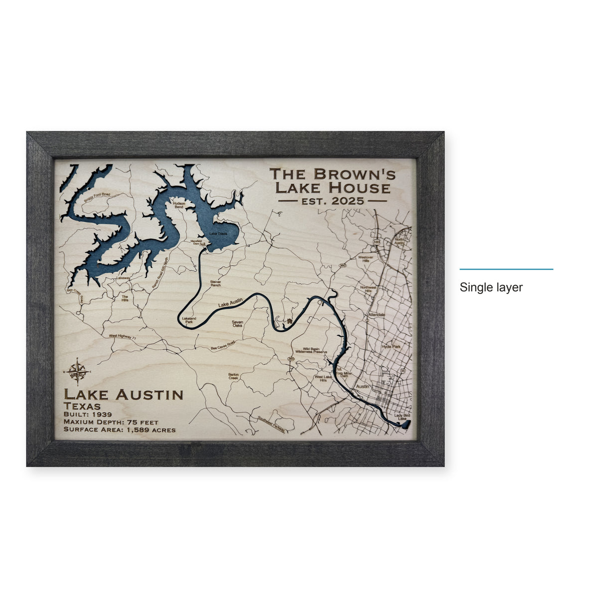 Austin Brown wood map — single layer, layer option shown