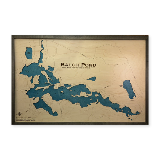 Balch Capani wood map — single layer with engraved contours, white background