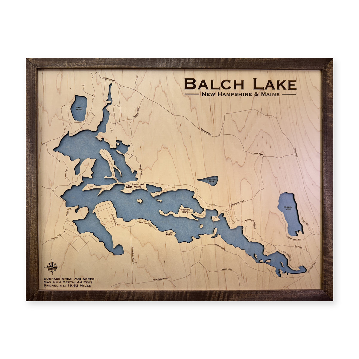 Balch Walnut Single wood map — single layer, white background