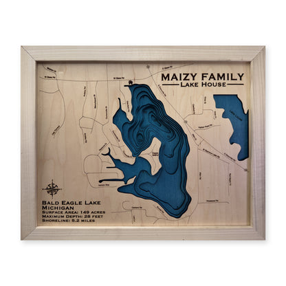 Bald Eagle Maizy wood map — multilayer, white background