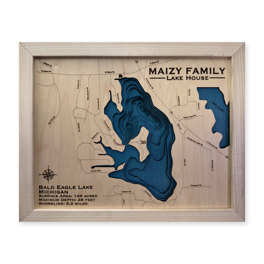 Bald Eagle Maizy wood map — multilayer, white background
