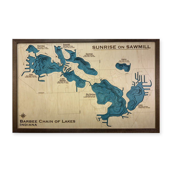 Barbee Sunrise wood map — multilayer, white background