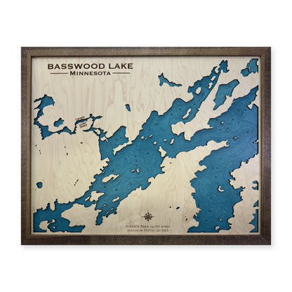 Basswood Groom wood map — single layer with engraved contours, white background