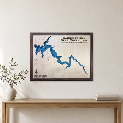 Bear Creek Harris wood map — multilayer, staged room mockup