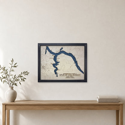 Bear Creek Sammons wood map — single layer, staged room mockup