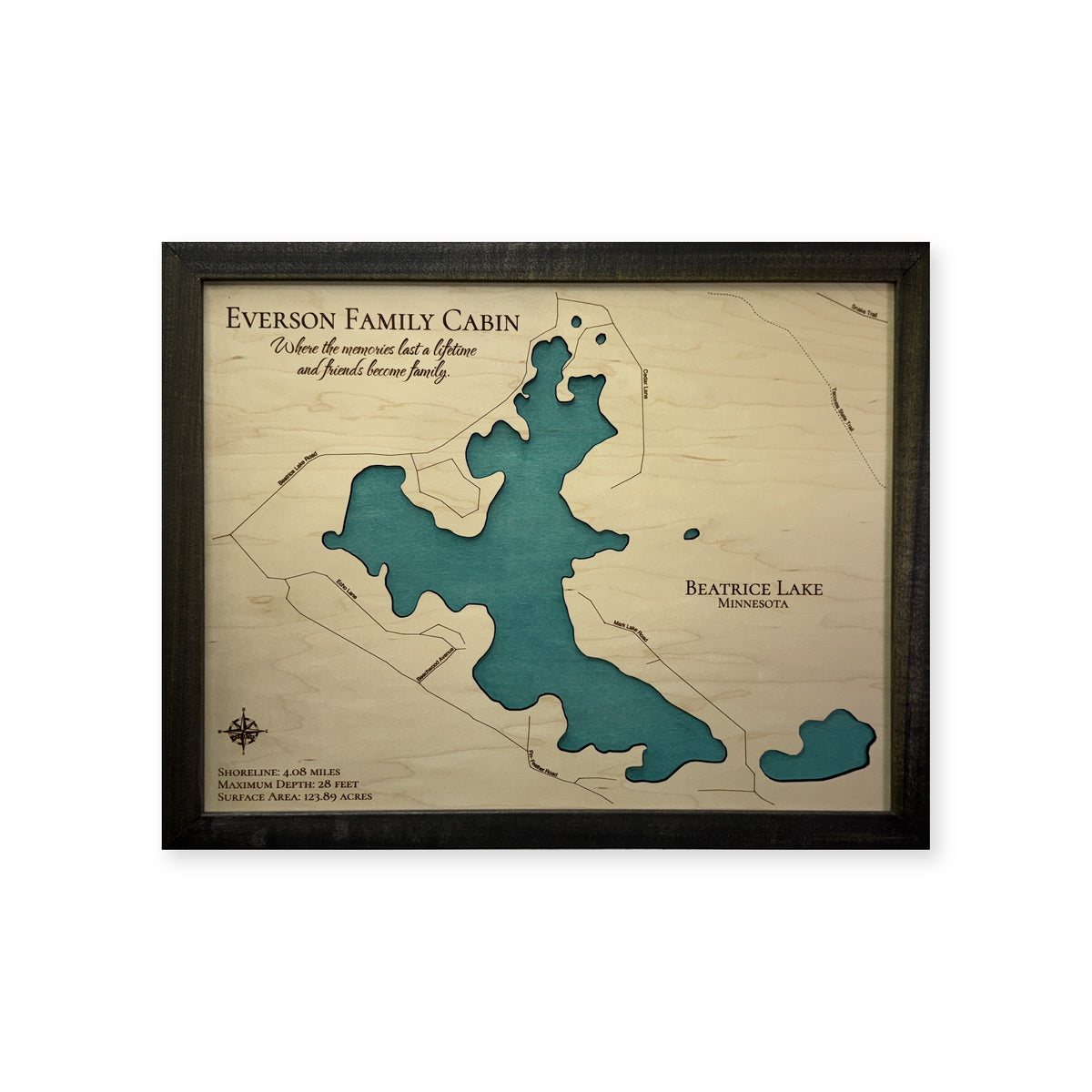 Beatrice Everson wood map — single layer, white background