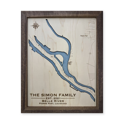Belle River Simon wood map — single layer, white background