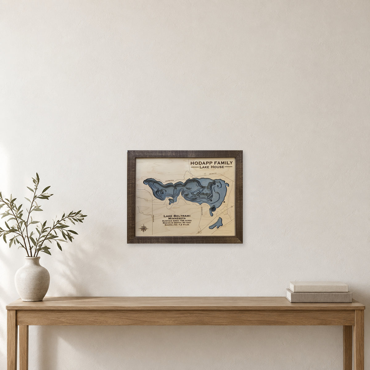 Beltrami Hodapp wood map — multilayer, staged room mockup