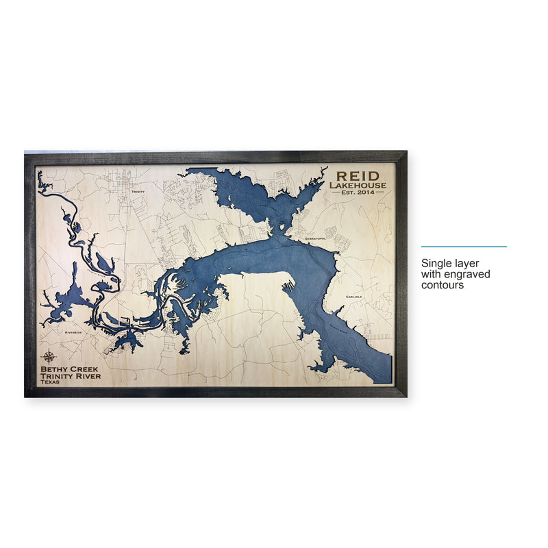 Bethy Creek Reid wood map — single layer with engraved contours, layer option shown