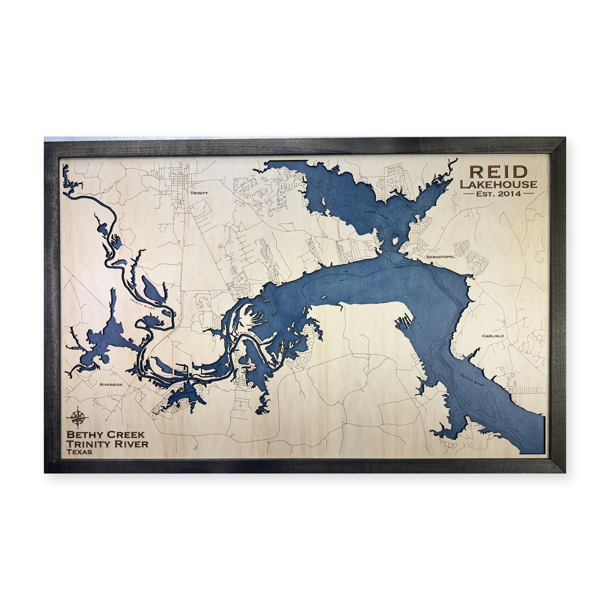 Bethy Creek Reid wood map — single layer with engraved contours, white background