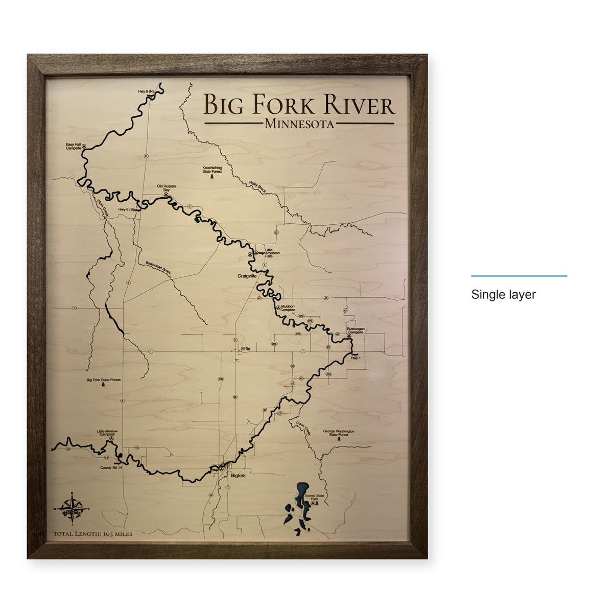 Big Fork River wood map — single layer, layer option shown