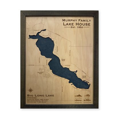 Big Long Murphy wood map — single layer with engraved contours, white background