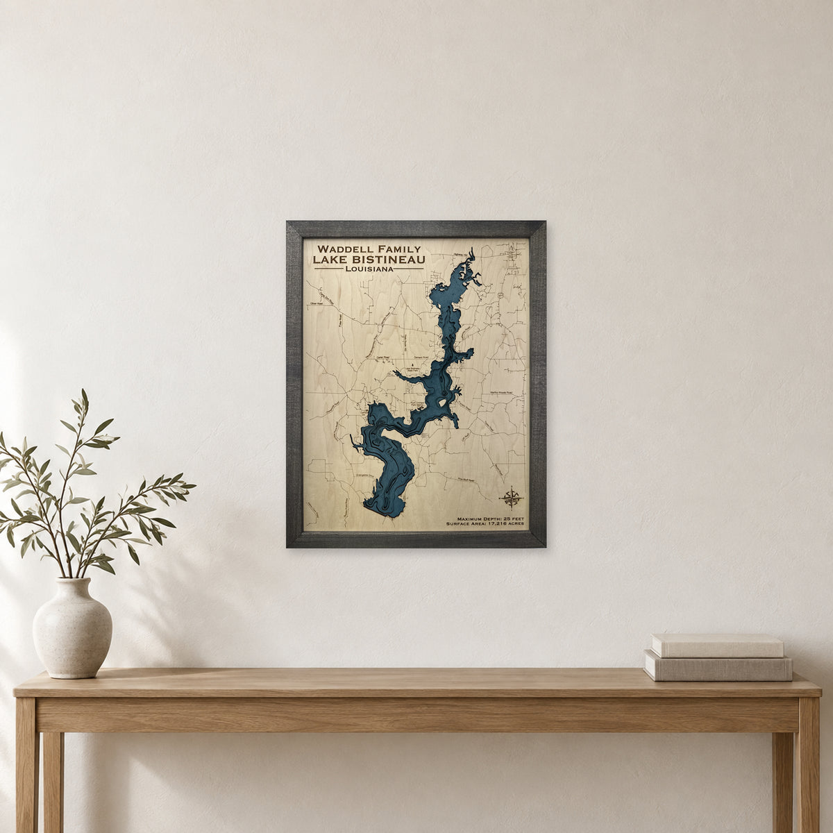 Bistineau Waddell wood map — multilayer, staged room mockup