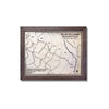 Framed 3D wooden topographic map of Blackcomb Mountain in Whistler, BC on a white background.