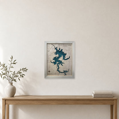 Blue Ridge Hendricks wood map — multilayer, staged room mockup