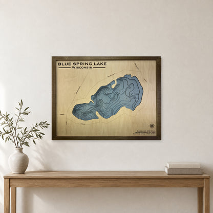 Blue Spring Walnut wood map — multilayer, staged room mockup