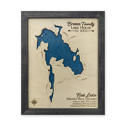 Bob Breeze wood map — single layer with engraved contours, white background
