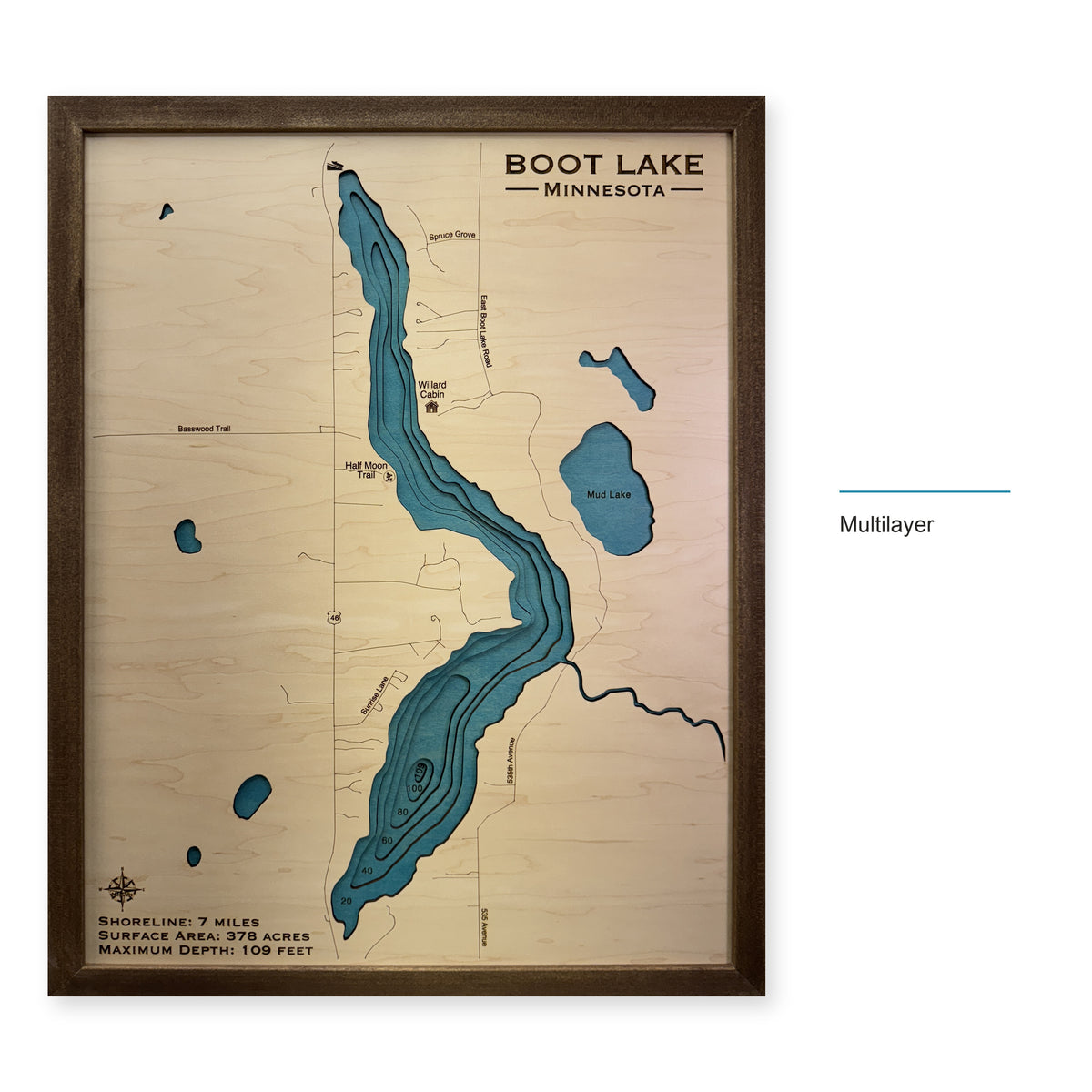 Boot Minnesota wood map — multilayer, layer option shown