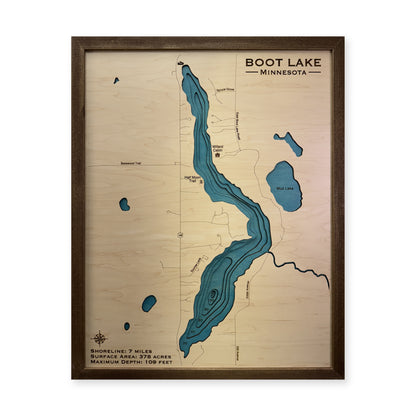 Boot Minnesota wood map — multilayer, white background