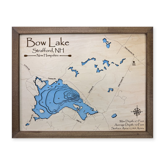 Bow Lake Multilayer wood map — multilayer, white background