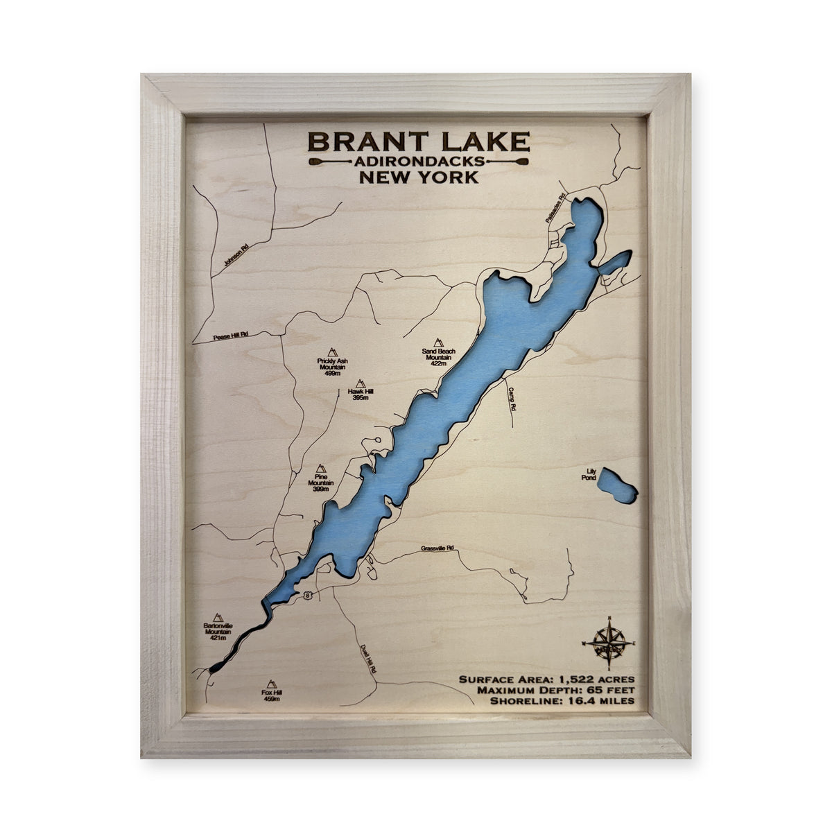 Brant Lake wood map — single layer, white background