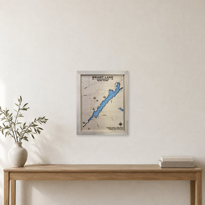 Brant Lake wood map — single layer, staged room mockup