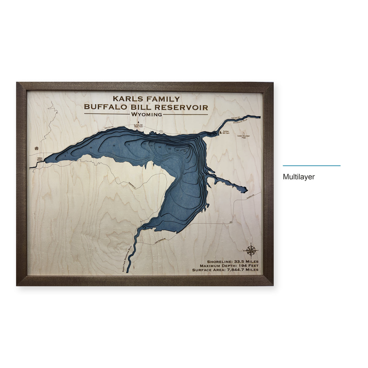 Buffalo Bill Karls wood map — multilayer, layer option shown