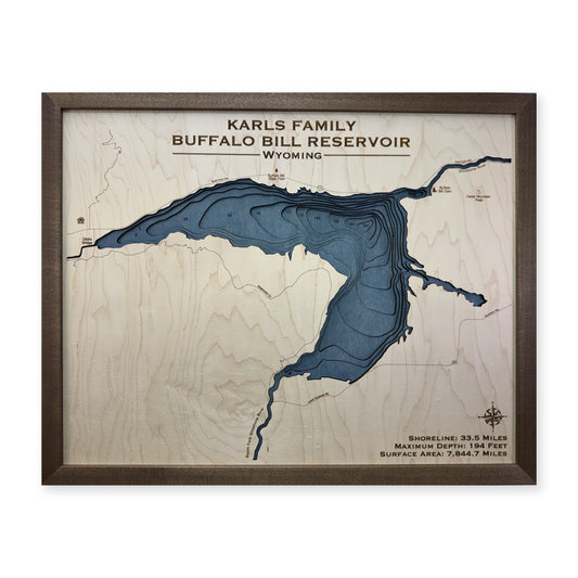 Buffalo Bill Karls wood map — multilayer, white background