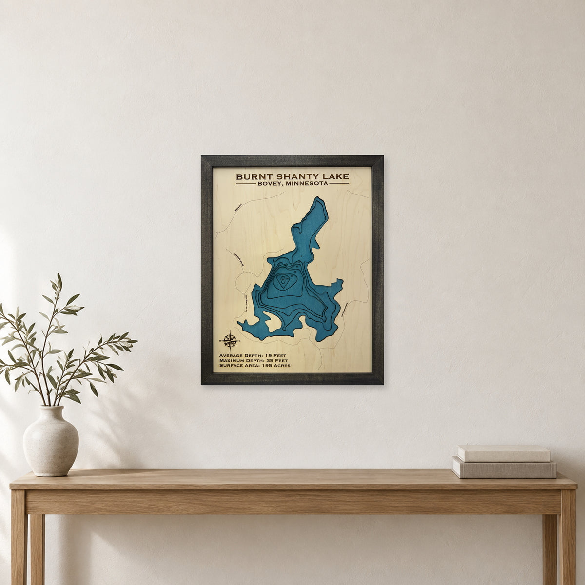 Burnt Shanty Vanoppen wood map — multilayer, staged room mockup