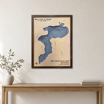 Butterfield Lyke wood map — multilayer, staged room mockup