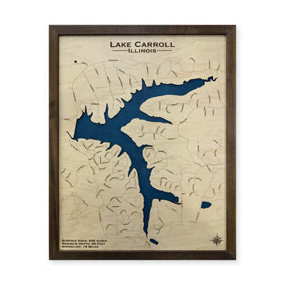 Carroll Walnut Single wood map — single layer, white background