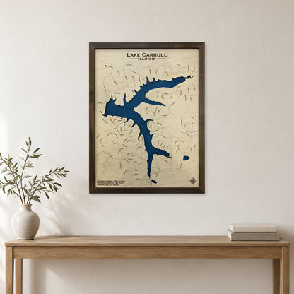 Carroll Walnut Single wood map — single layer, staged room mockup