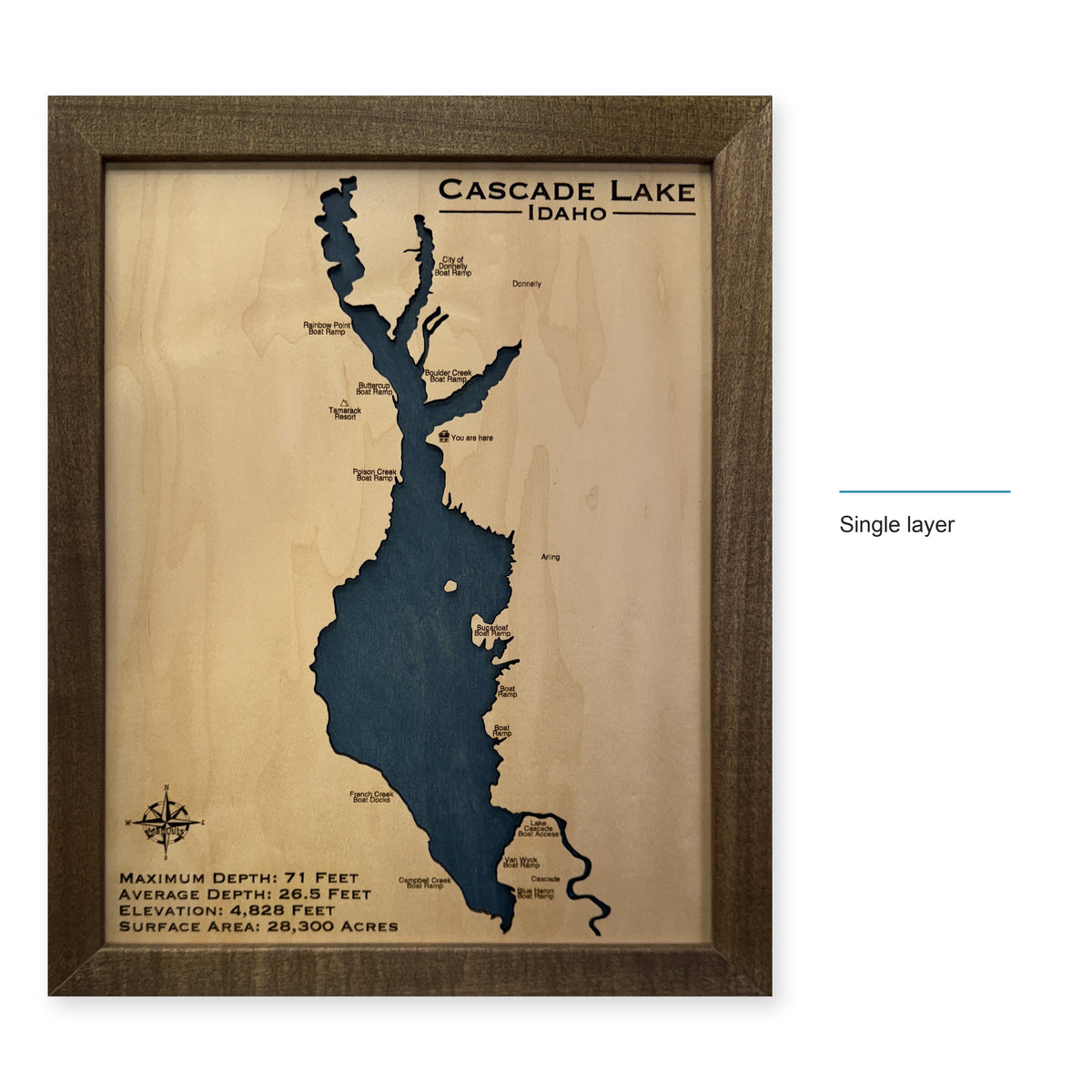 Cascade No Roads wood map — single layer, layer option shown